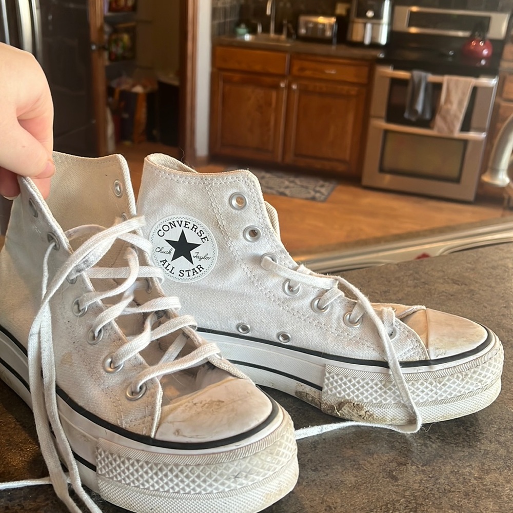 white platform converse size 6.5 their are some dirt stains